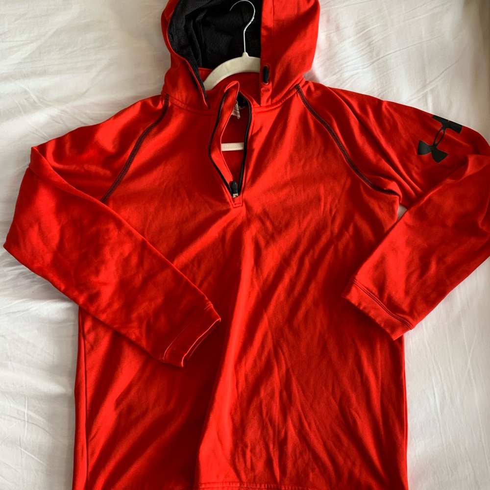Red Under Armor Quarter zip (hooded)